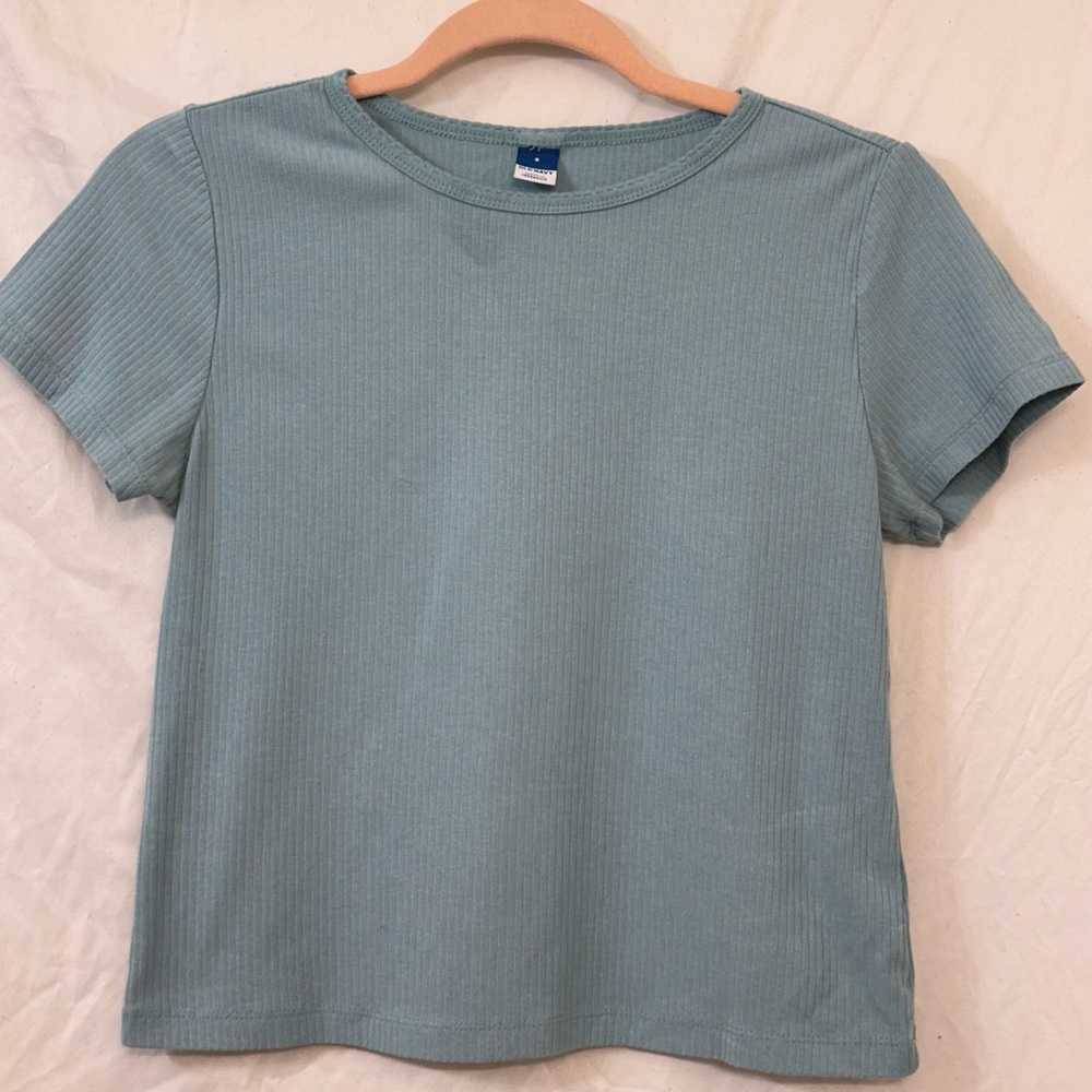 Blue Ribbed Women's Top